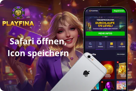 Playfina Casino auf dem iPhone über Safari zum Home-Bildschirm hinzufügen