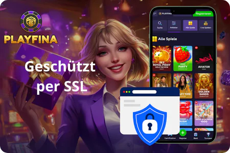Sicherer mobiler Zugriff auf das Konto bei Playfina Casino per SSL